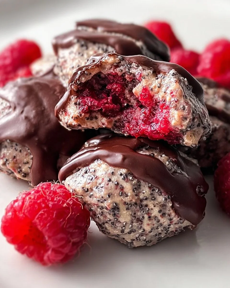 Chocolate Chia Raspberry Freezer Bites
