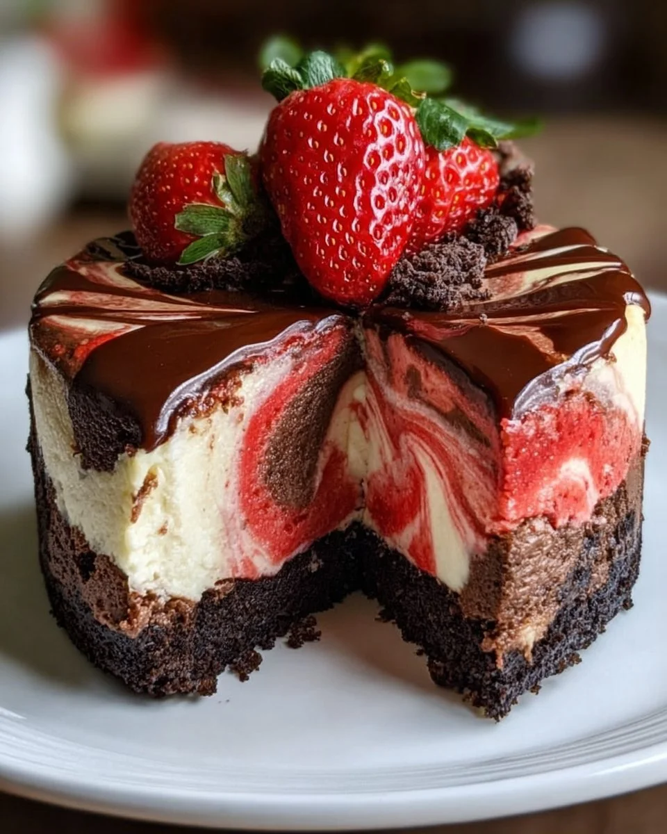 Chocolate Strawberry Swirl Cheesecake