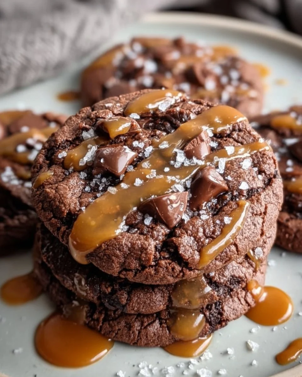 Double Chocolate Salted Caramel Cookies