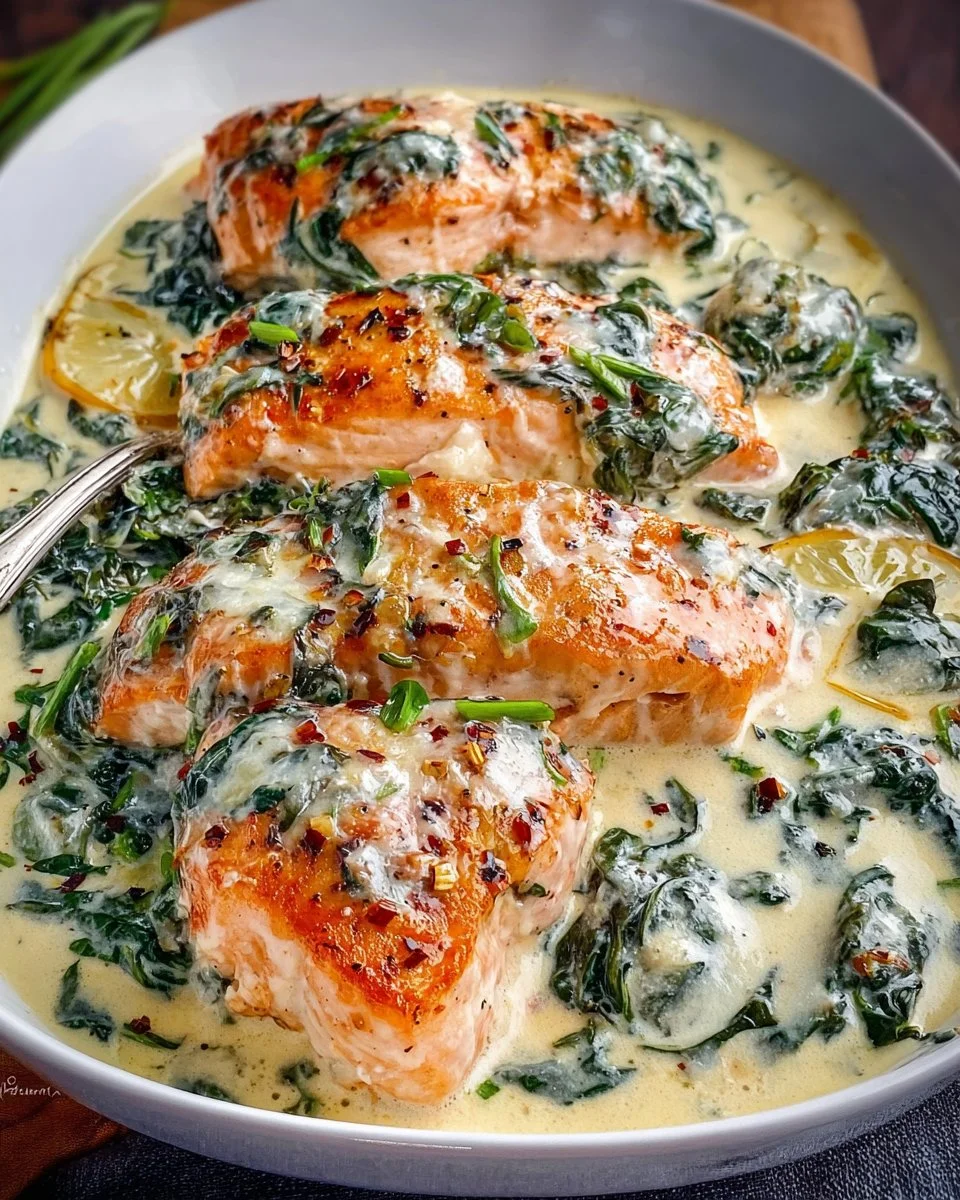 Easy Creamy Salmon Florentine