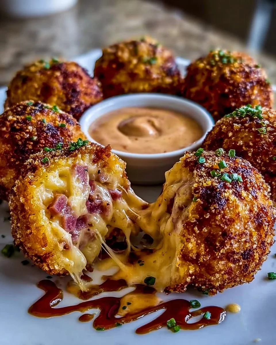 Reuben Balls with Spicy Thousand Island Dipping Sauce