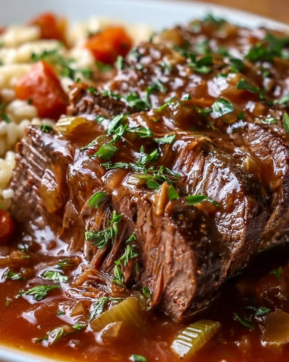 Slow-Braised Pot Roast with Creamy Parmesan Risotto