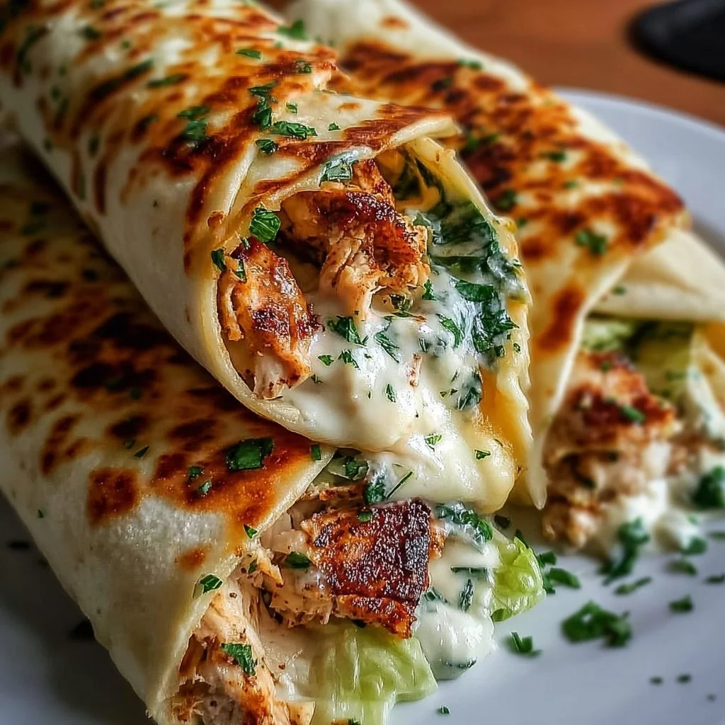 Cheesy Garlic Chicken Wraps