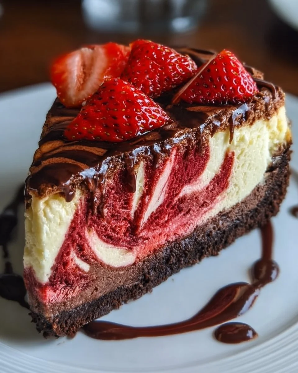 Chocolate Strawberry Swirl Cheesecake
