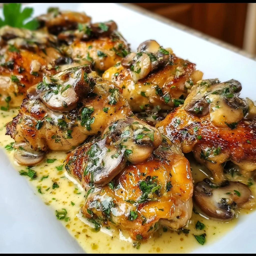 Creamy Garlic Mushroom Chicken Thighs
