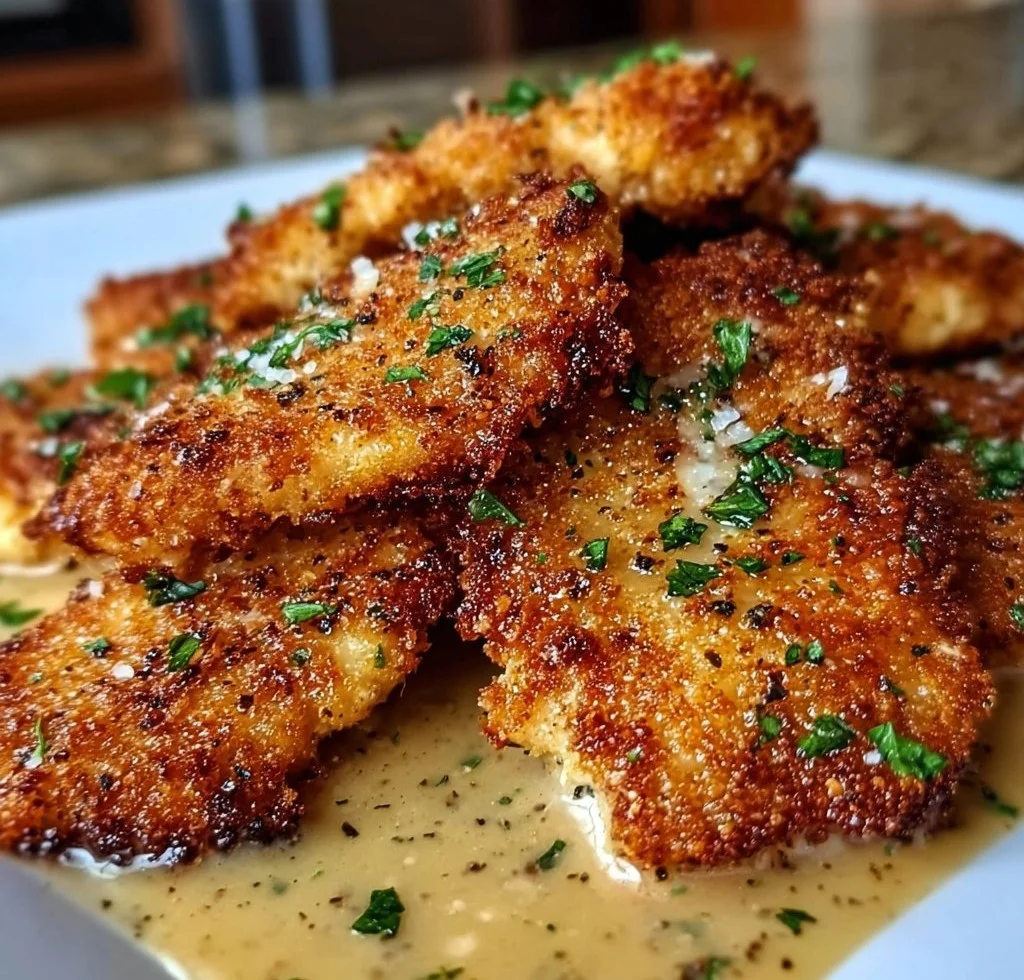 Crispy Parmesan Chicken with Garlic Sauce