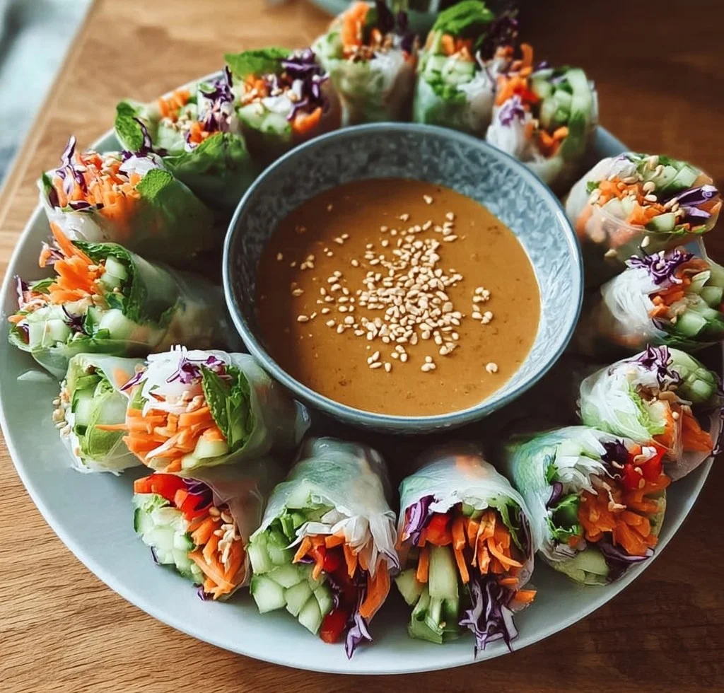 Delicious Summer Rolls with Peanut Dip