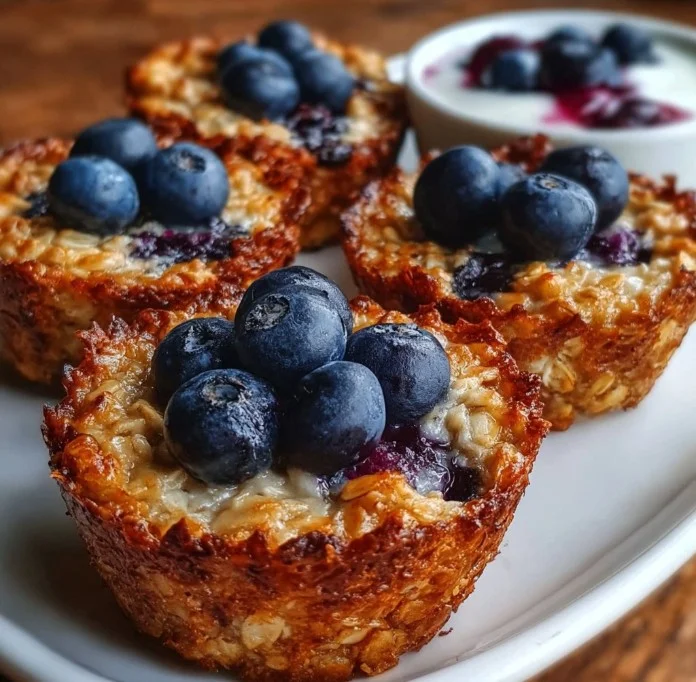 Easy Baked Oatmeal Cups with Blueberries