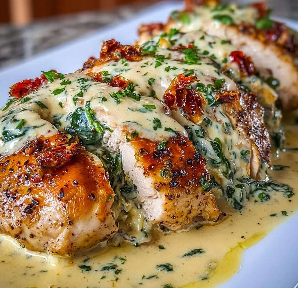 Grilled Stuffed Chicken with Creamy Sauce