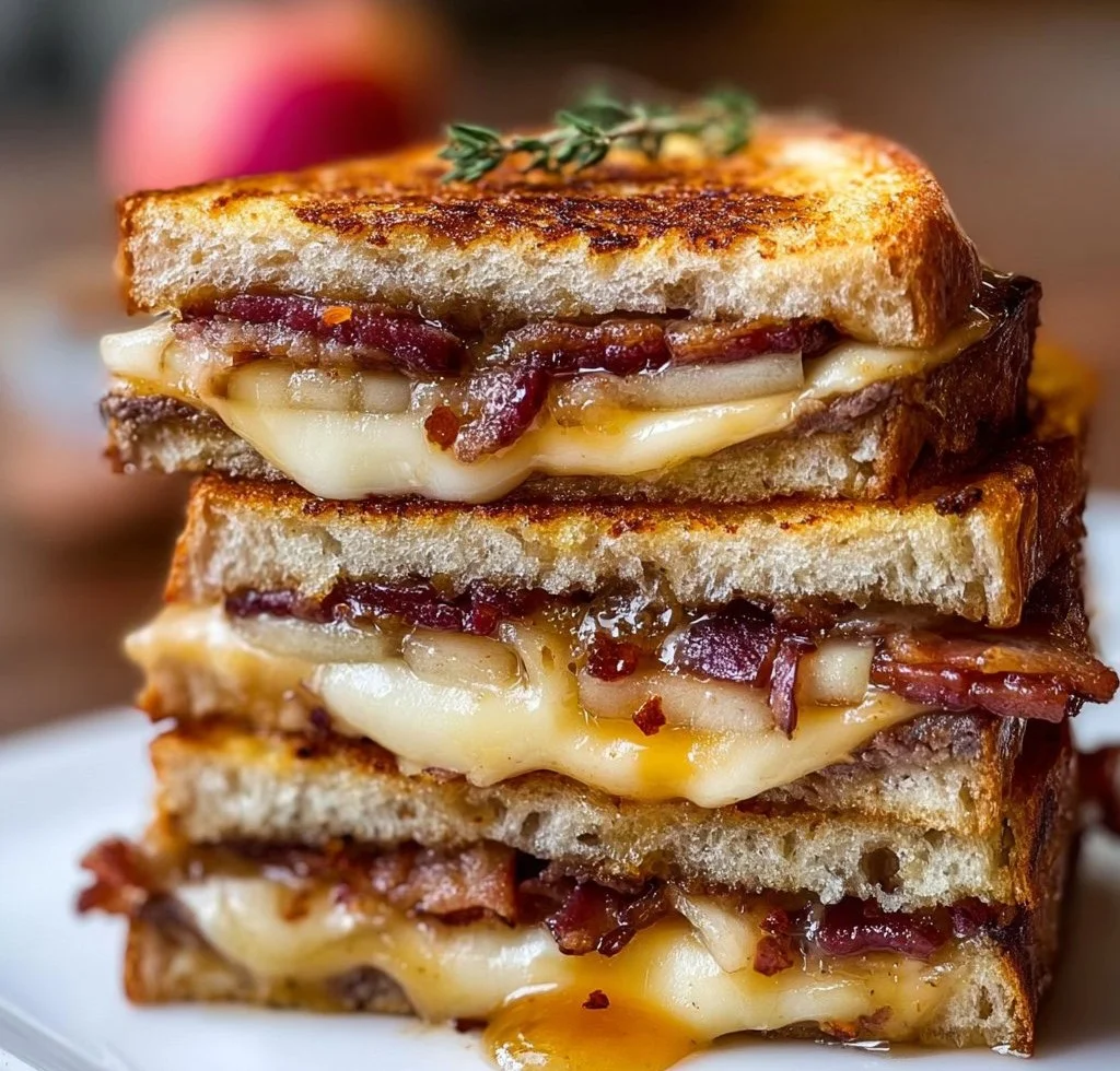 Hot Honey Apple Cheddar Beef Bacon Grilled Cheese