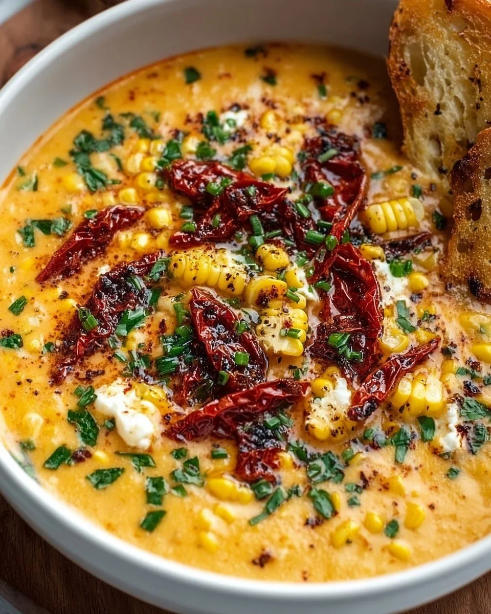 Irresistible Sun Dried Tomato Corn Chowder