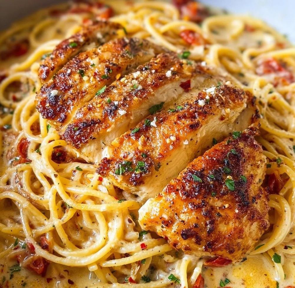 Italian Chicken Pasta in Creamy White Wine Parmesan Cheese Sauce