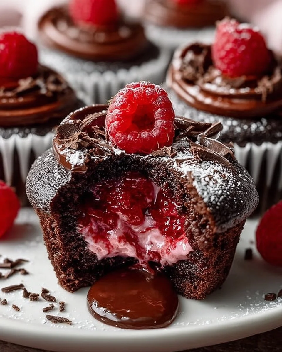 Raspberry Chocolate Lava Cupcakes