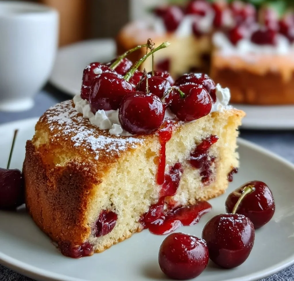 Selters cake with cherries