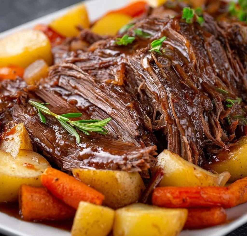 Slow Cooker Red Wine Pot Roast with Red Wine Glaze