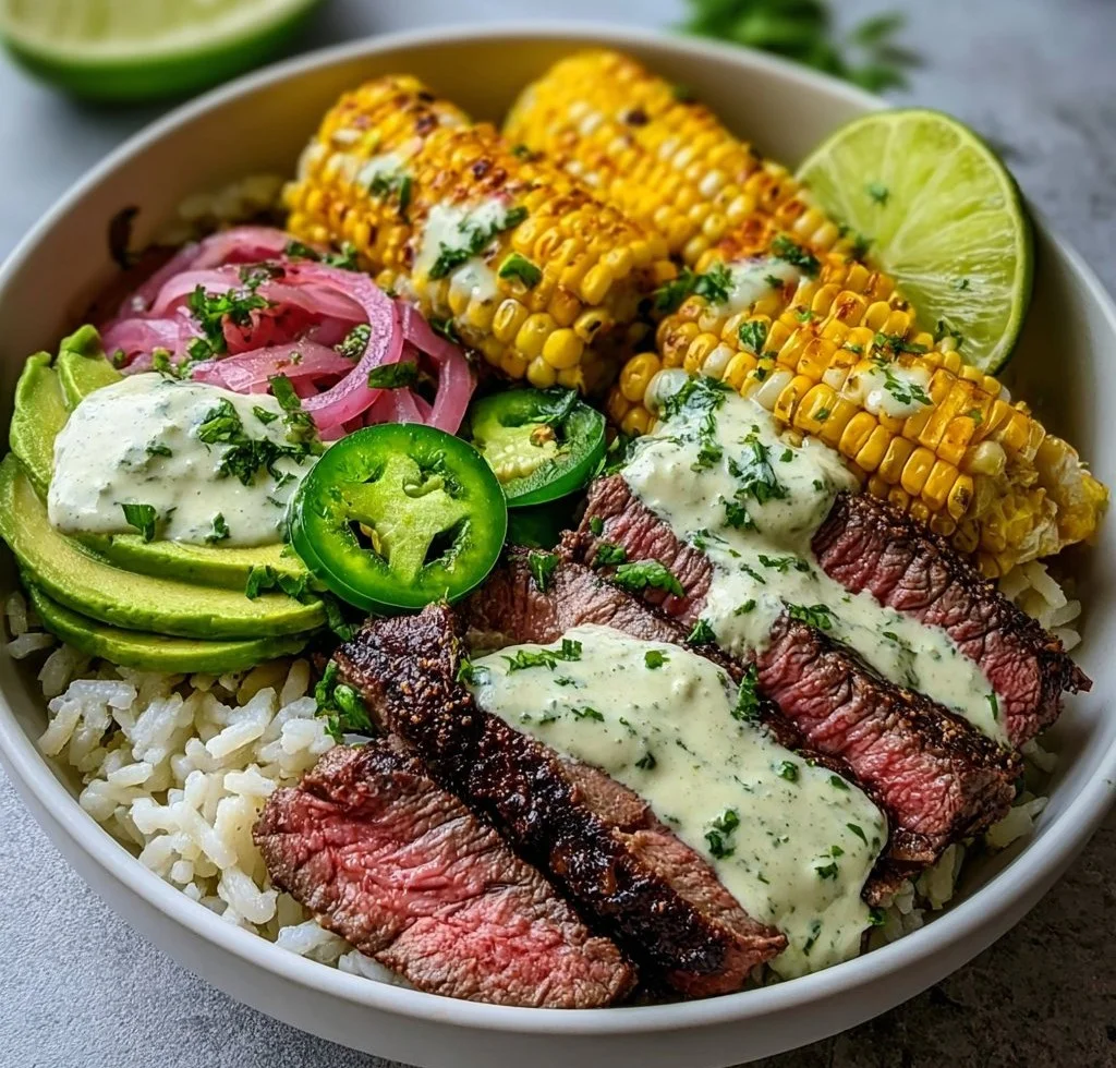 Steak, Avocado, and Roasted Corn Bowl