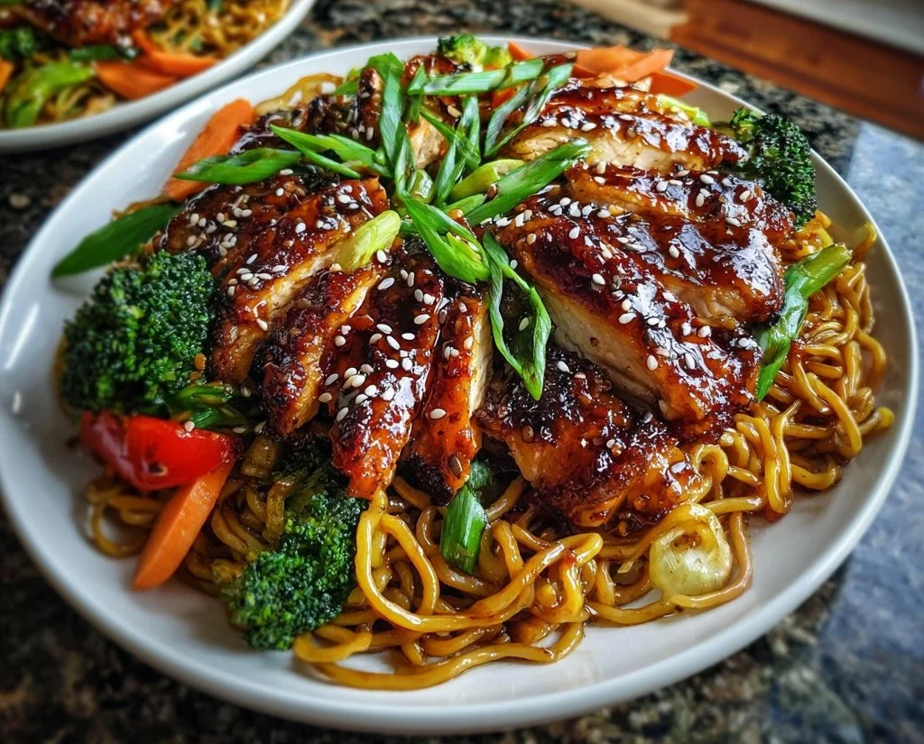 Sticky Garlic Chicken Noodles