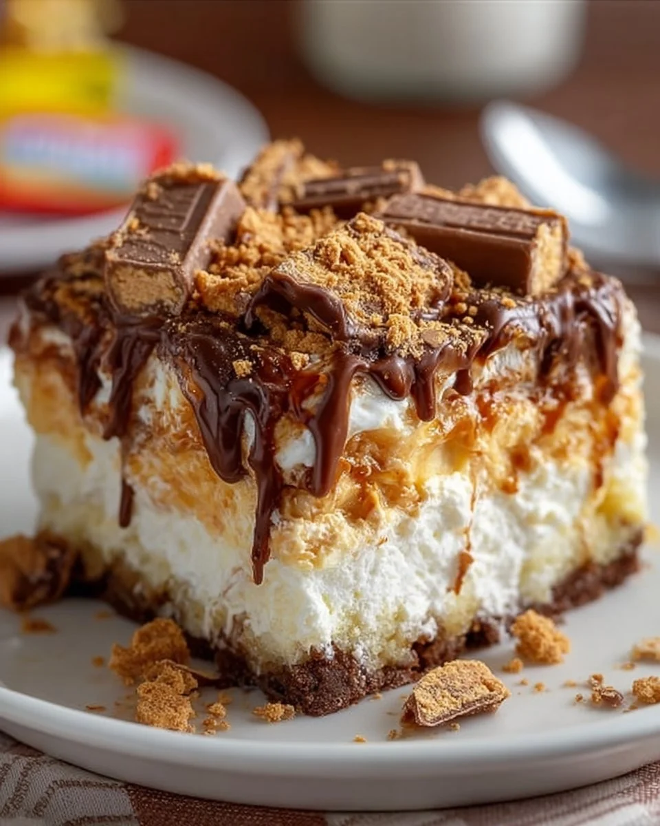 Butterfinger Candy Bar Poke Cake