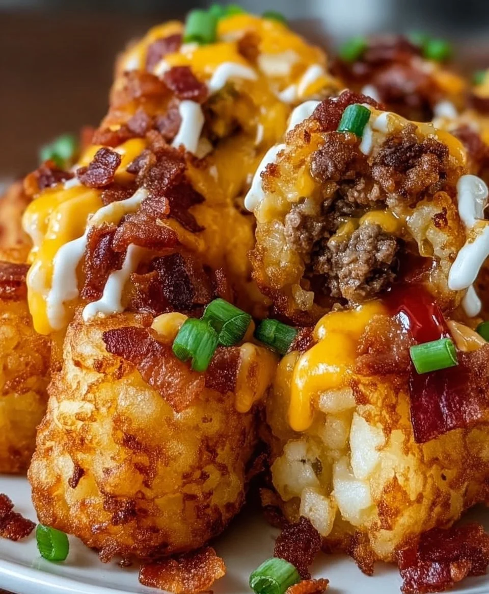Cheeseburger Stuffed Tater Tot Cones