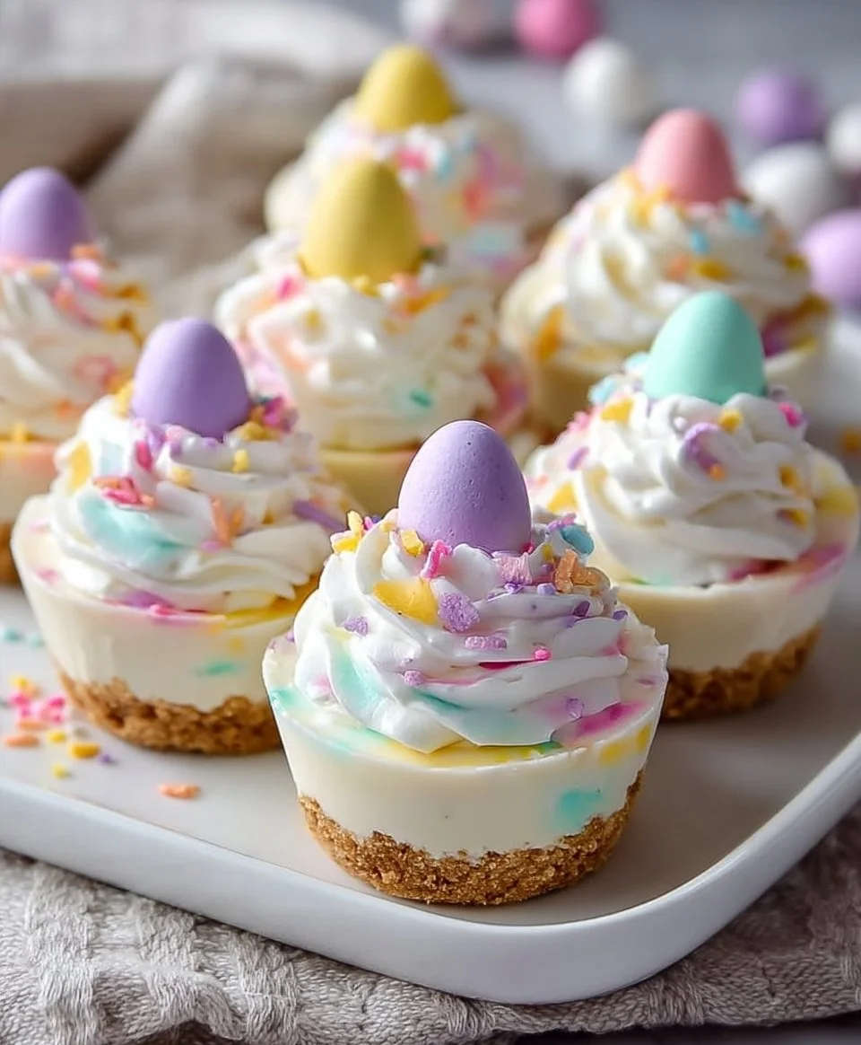 Easter No-Bake Mini Cheesecakes