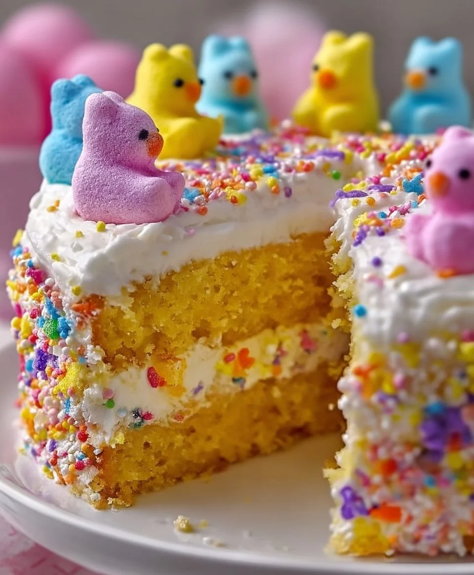 Marshmallow Peeps Easter Cake