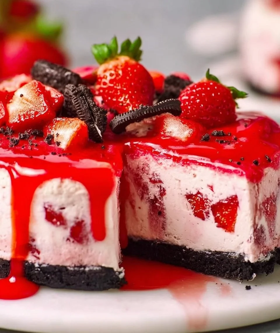 No Bake Strawberry Cheesecake