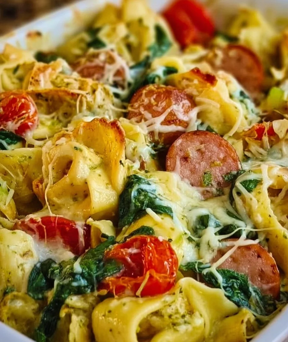 Sausage Pesto Tortellini Casserole