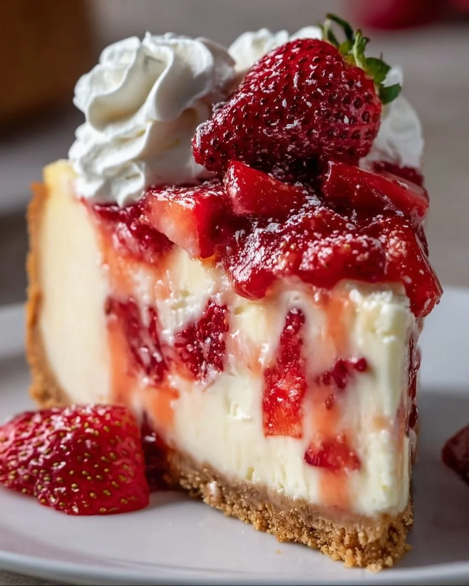 White Chocolate Strawberry Cheesecake