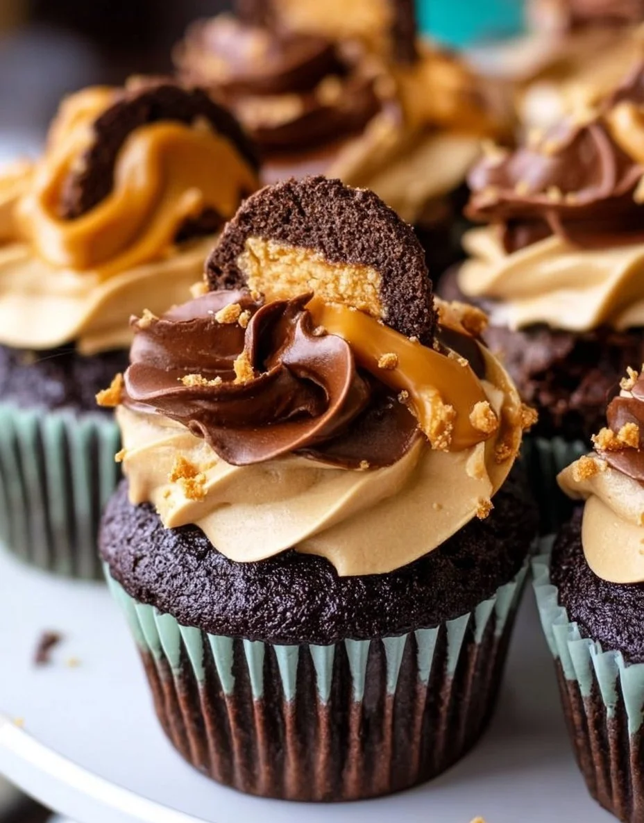 Dark Chocolate Peanut Butter Cupcakes