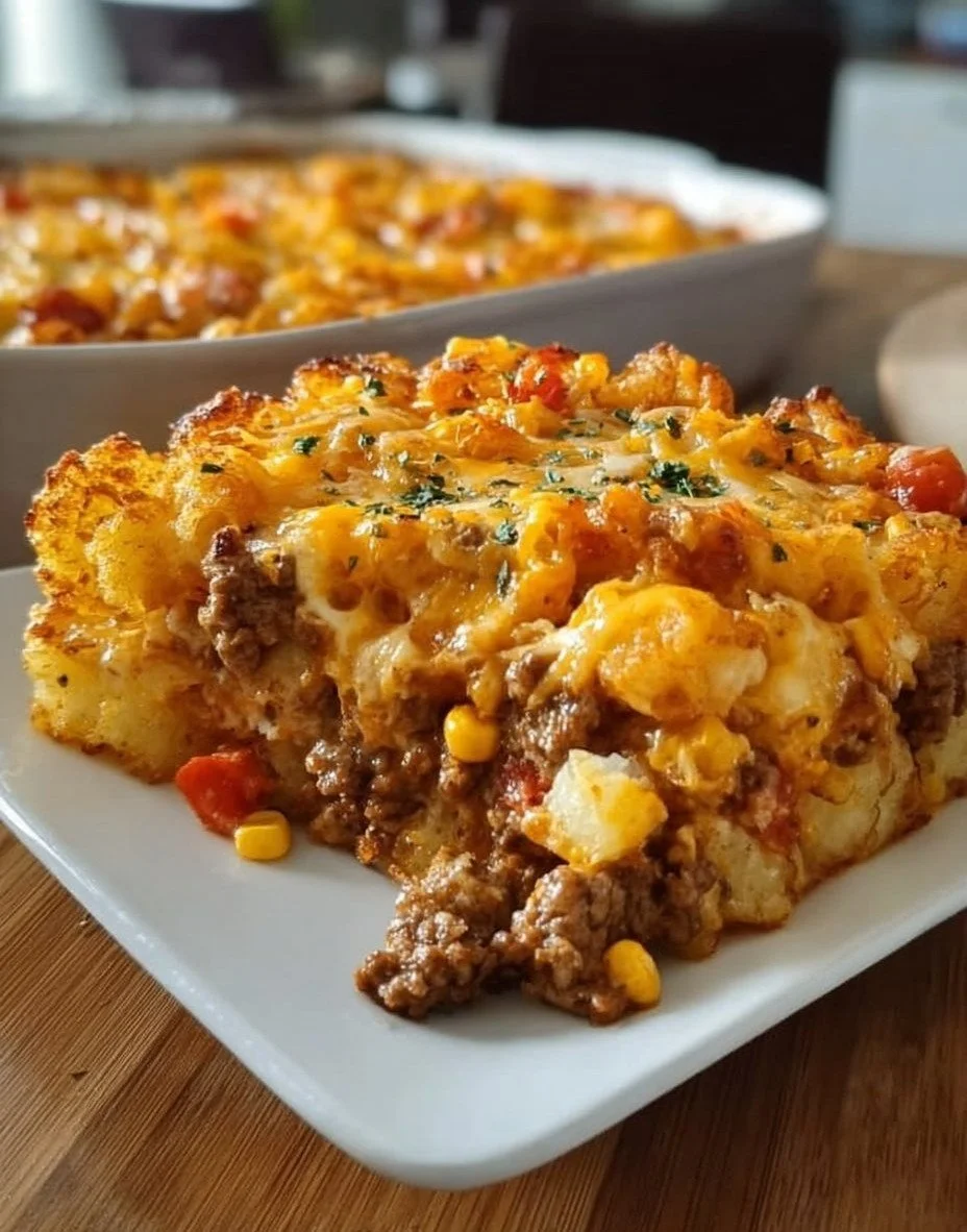 Easy Cowboy Casserole with Crispy Potatoes and Cheese