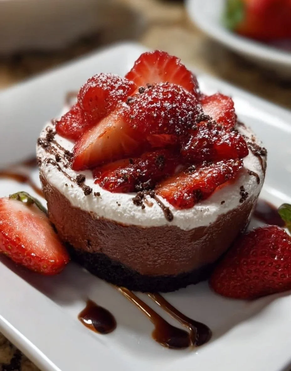 No Bake Chocolate Strawberry Pudding Dessert