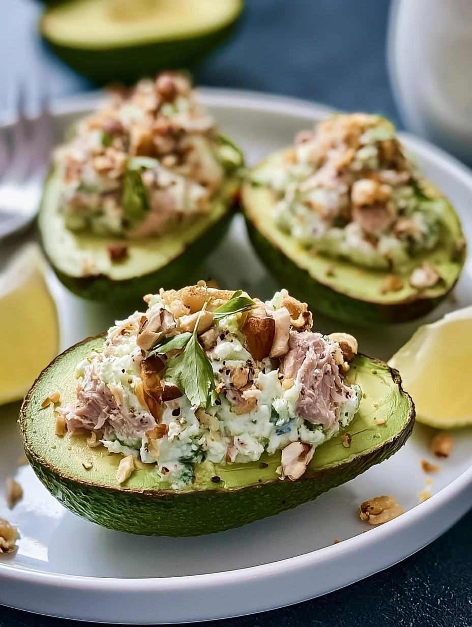 Avocat farci thon fromage frais et noix