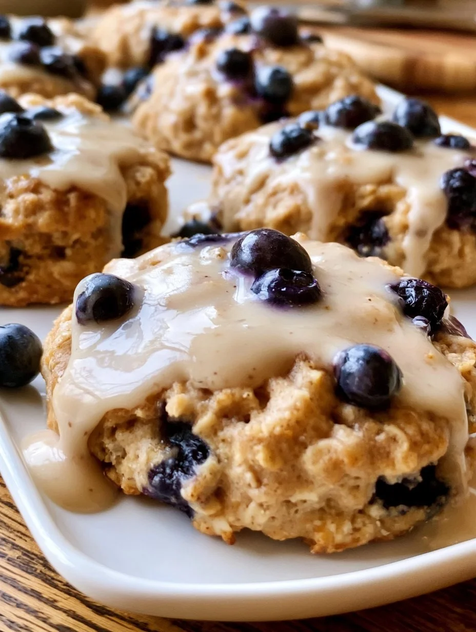 Biscuits bleuets et avoine avec glaçage sucré à la crème