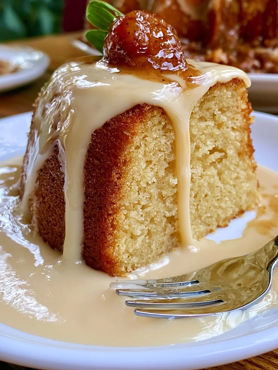 Gâteau à la vanille et sauce au sucre à la crème