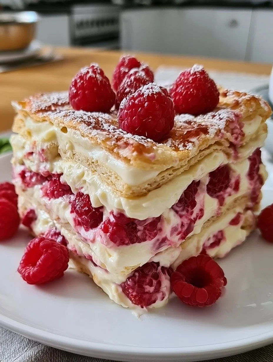 Lasagne chocolat blanc framboise au mascarpone