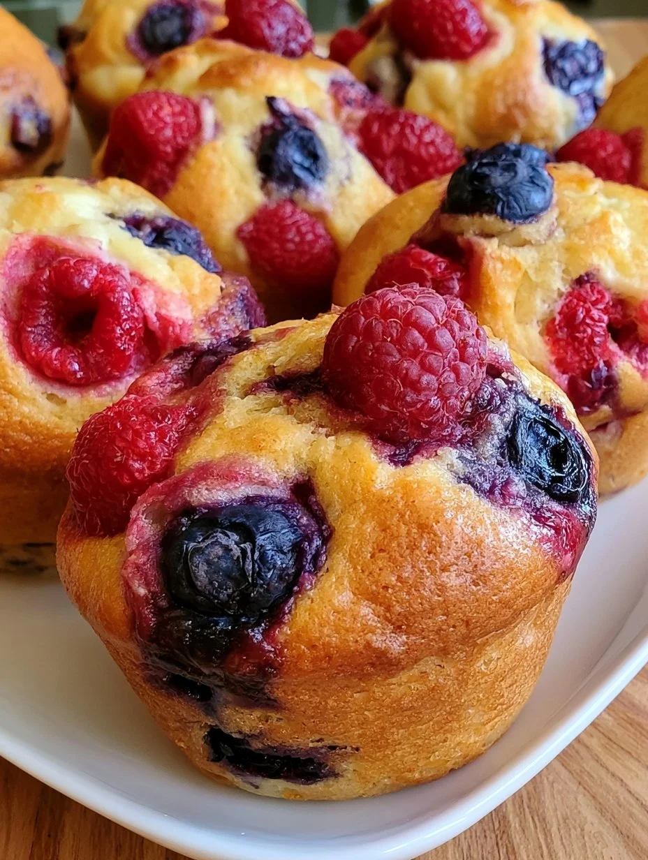 Muffins aux framboises et aux myrtilles