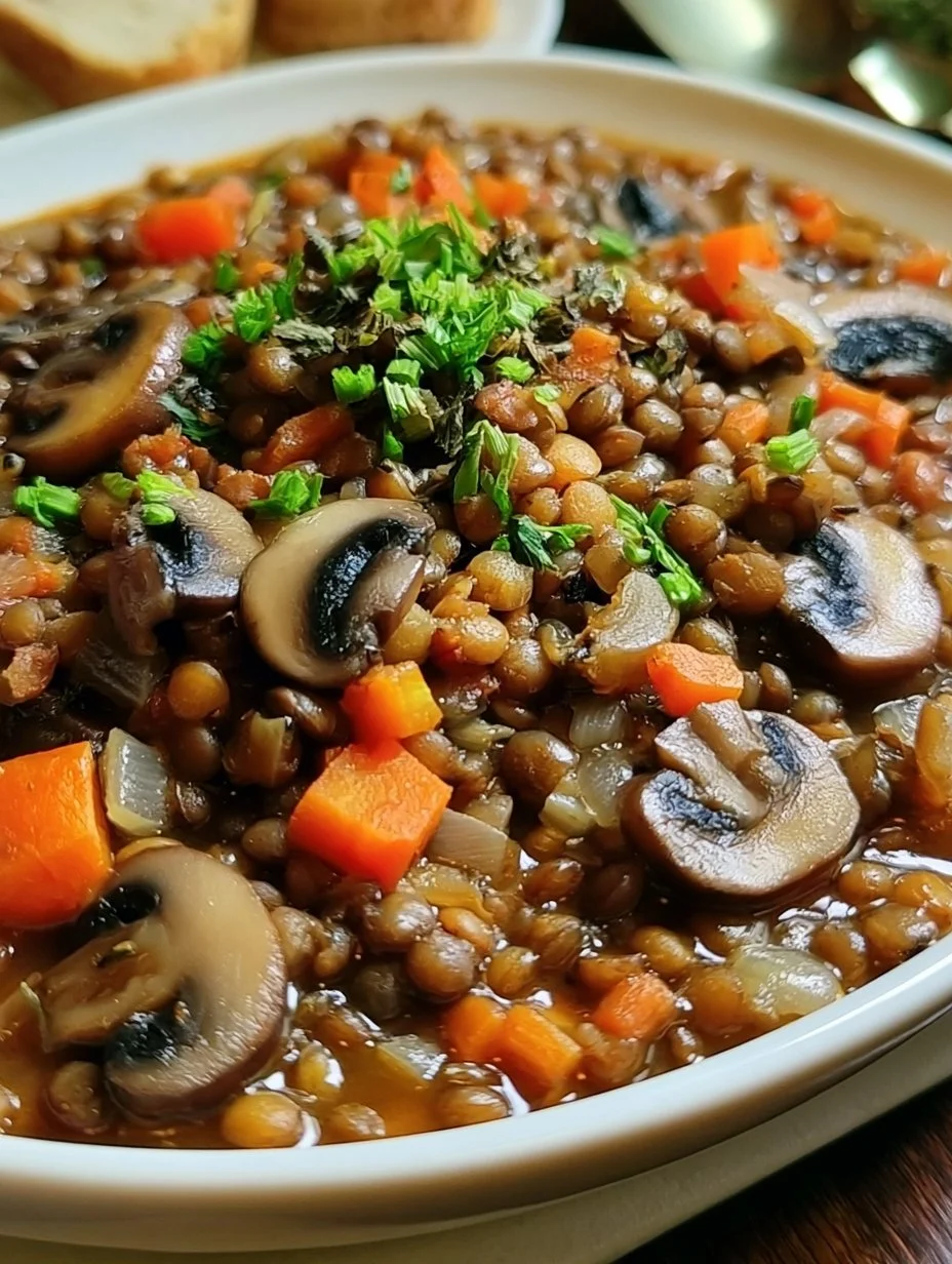 Ragoût Végétalien aux Lentilles et Champignons