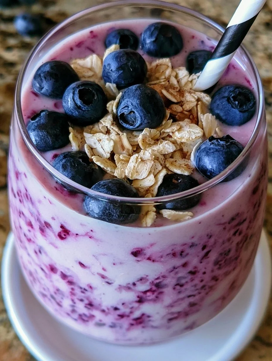 Smoothie aux myrtilles et aux flocons d’avoine à l’érable