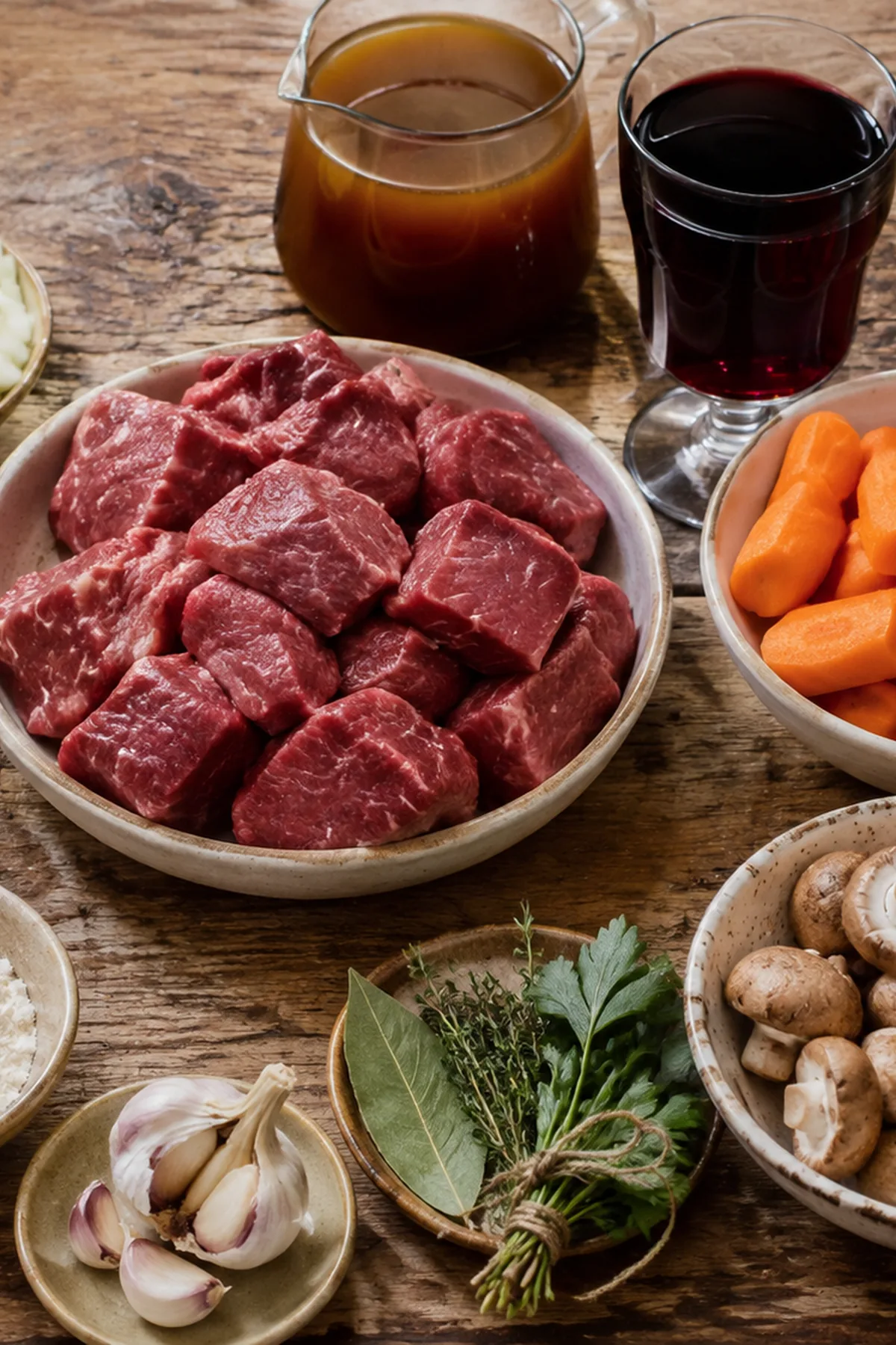 Ingrédients pour Bœuf bourguignon express aux carottes