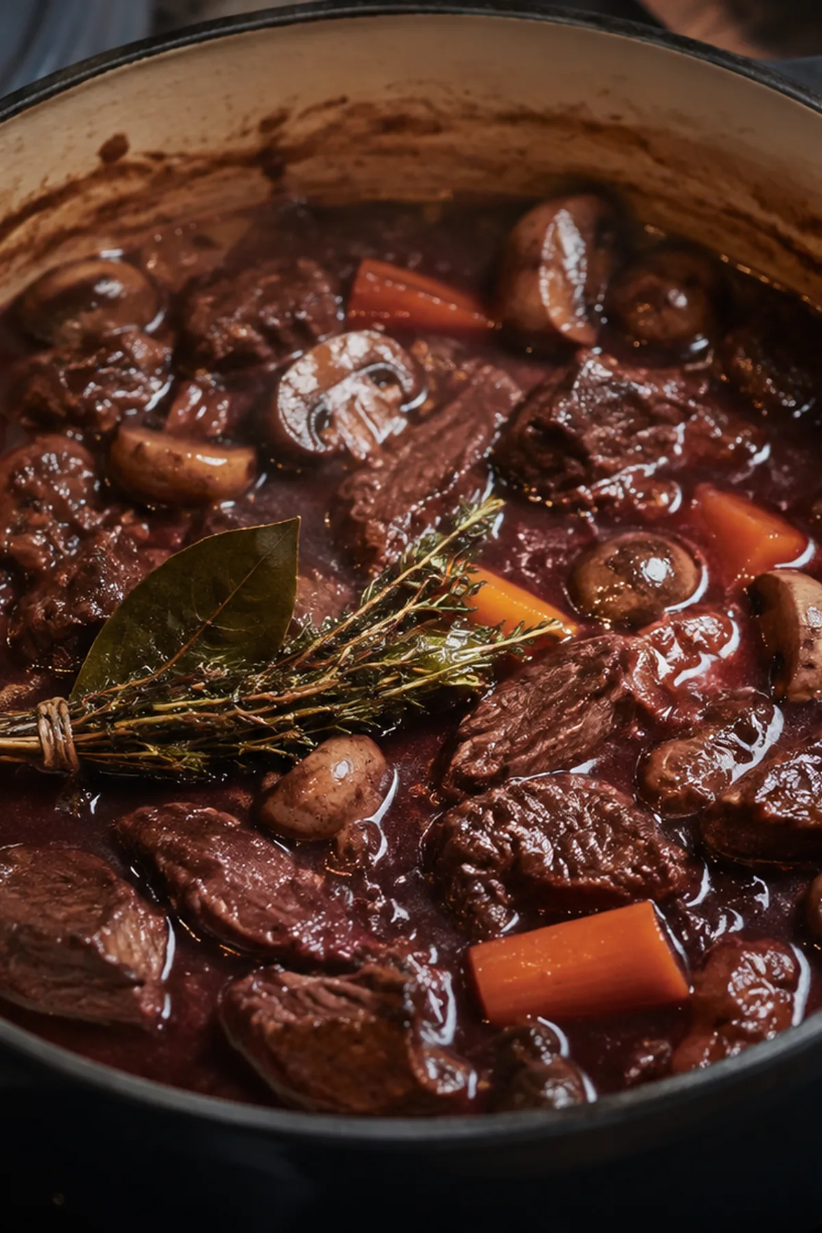 Étape de préparation de Bœuf bourguignon express aux carottes