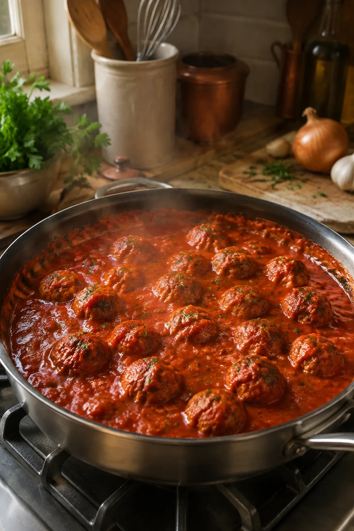 Étape de préparation de Boulettes de dinde sauce tomate et polenta crémeuse