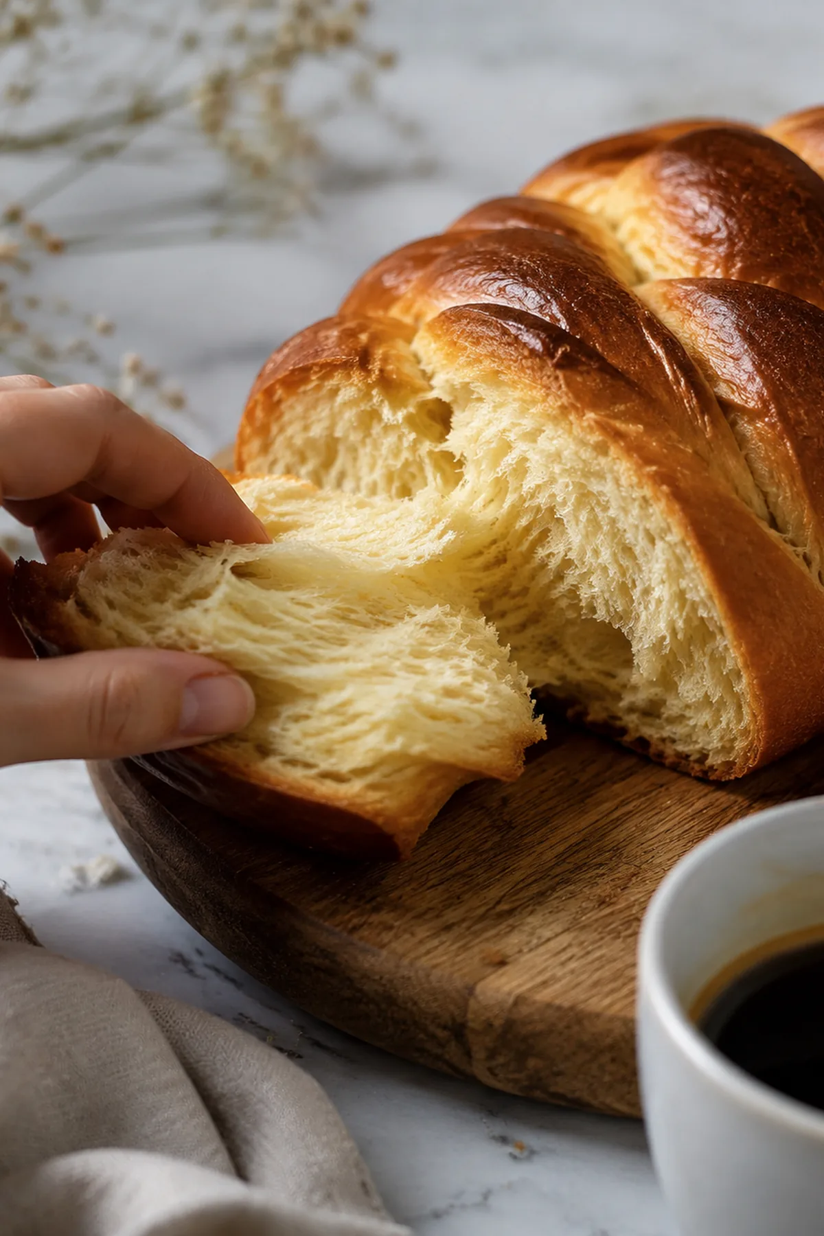 Brioche tressée à la fleur d’oranger prêt à servir