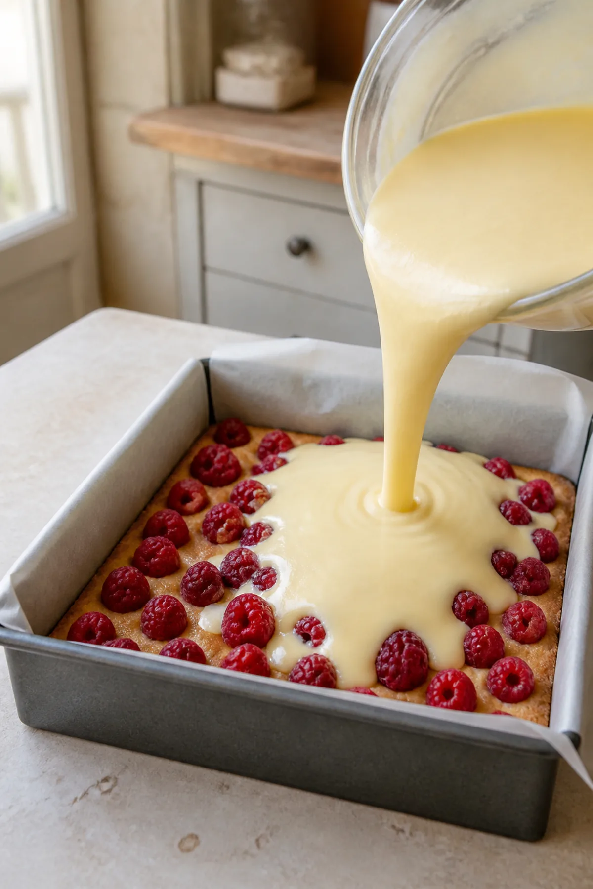 Étape de préparation de Carrés fondants au citron et aux framboises