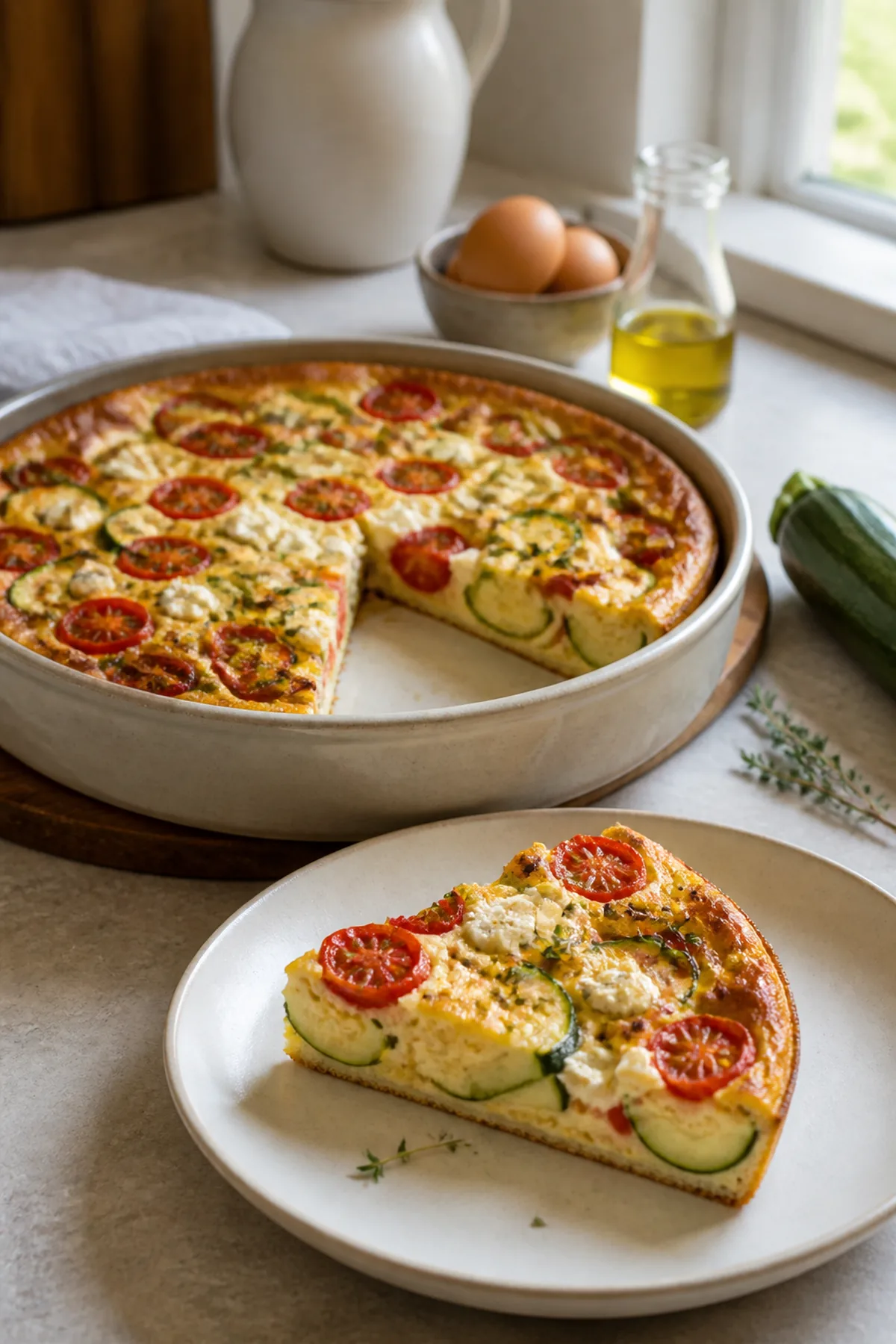 Clafoutis salé aux courgettes, feta et tomates cerises