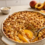 Crumble de pêches à la vanille et aux amandes