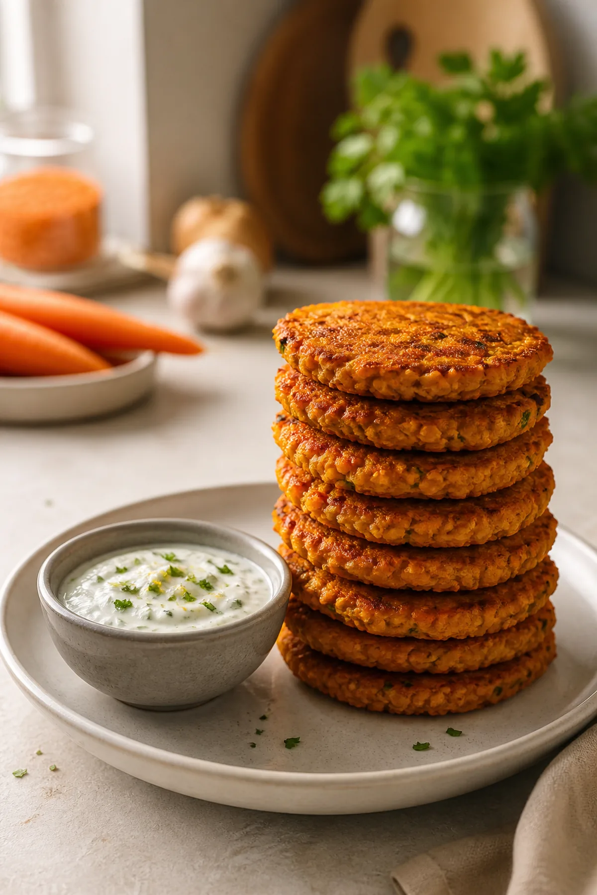 Galettes de lentilles corail, carottes et cumin