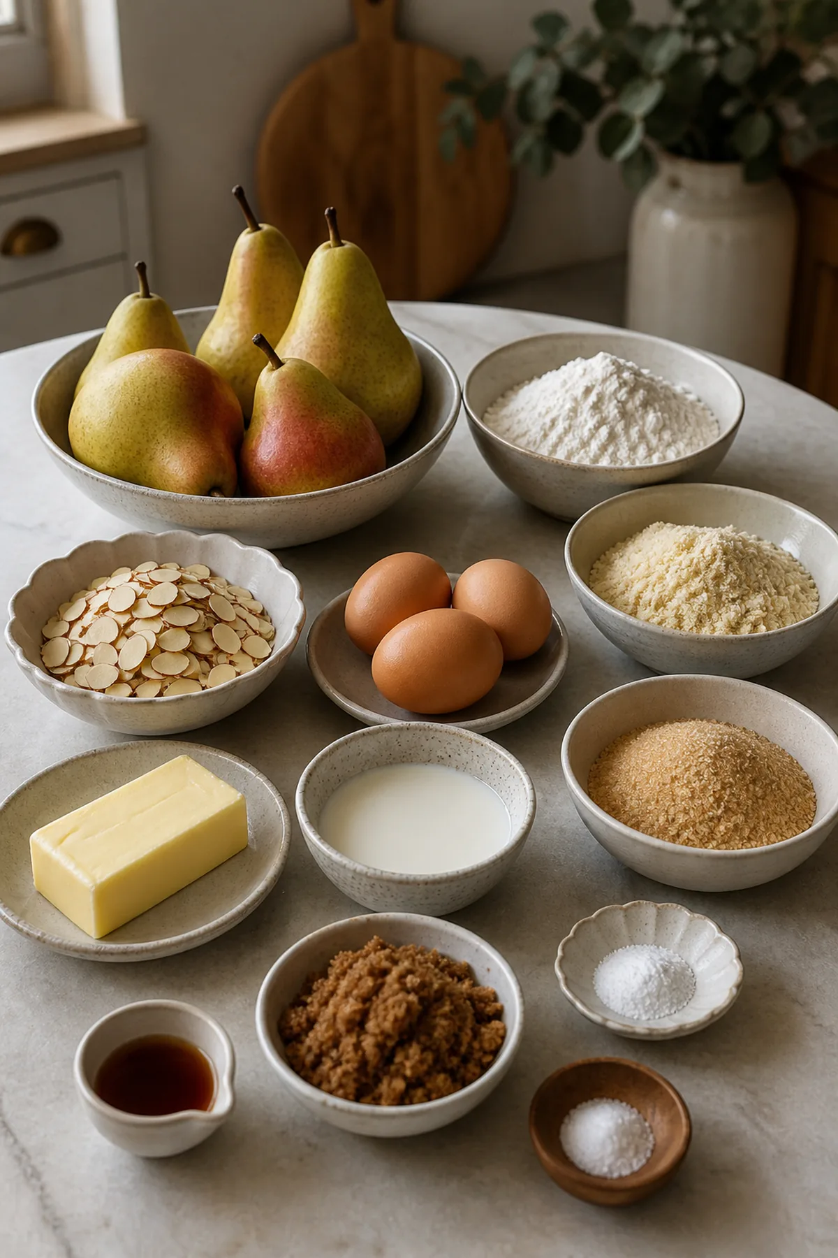 Ingrédients pour Gâteau renversé aux poires et aux amandes