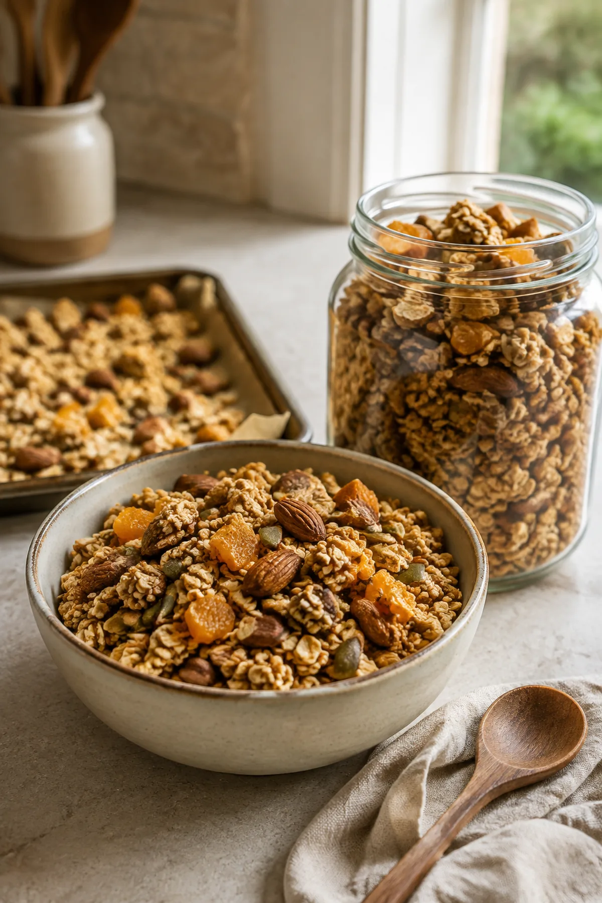 Granola croustillant aux amandes et aux abricots