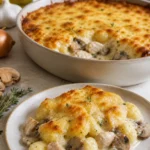 Gratin de gnocchis au poulet et aux champignons