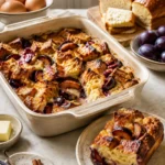 Pain perdu au four aux prunes et à la cannelle